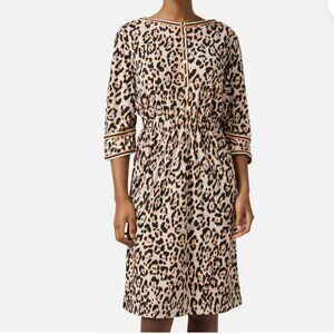 MARC CAIN Animal Print Dress In Beige Knee-Length Stretch